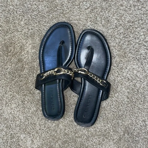 coach leather slippers